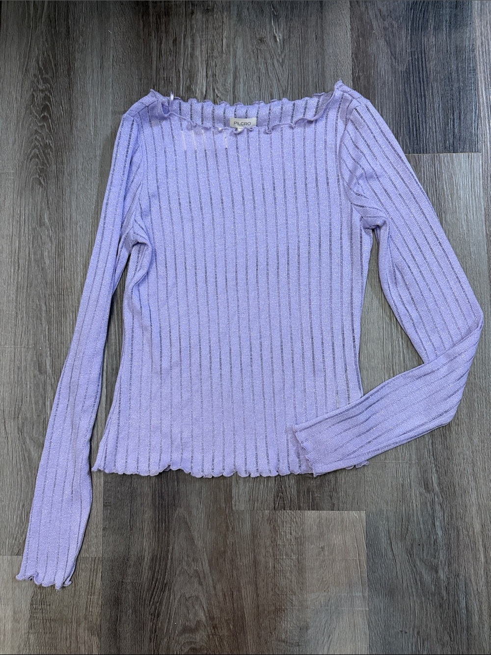 Pilcro Lilac Ribbed Long-Sleeve Top